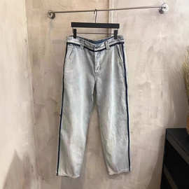 正确版本现货高品质MM家新款洗水冰蓝色牛仔裤OS宽松版型男女同款