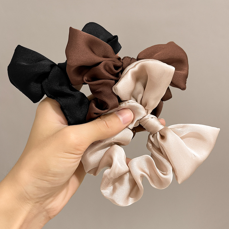 8g Weight Hair Tie Hair Accessories Type 1 Piece Quantity Holiday, Daily Occasion satin Material Solid Color, Bow Knot Pattern Women's Gender Sweet, Simple Style Style Women's Sweet Simple Style Solid Color Bow Knot Satin Hair Tie 无