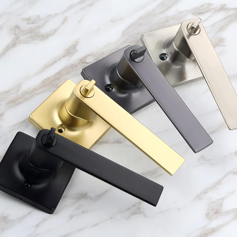 Personalizada aleación de zinc de tres barras cerradura de mano cerradura cuadrada cerradura de baño cerradura de canal cerradura americana de tres barras cerradura interior cerradura de mango de puerta de madera
