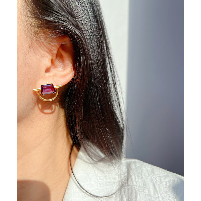 Retro Geometric Copper Plating Zircon Pendant Necklace