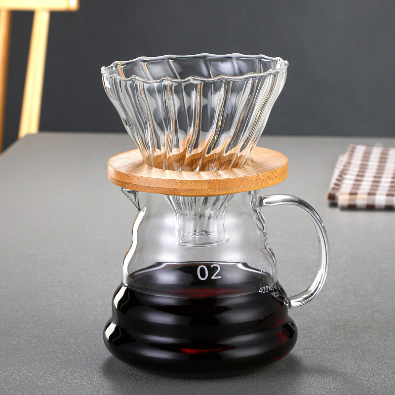 Wholesale High Borosilicate Glass Hand-Brewed Coffee Pot Sharing Pot Cloud Pot Filter Cup Household Coffee Pot Funnel