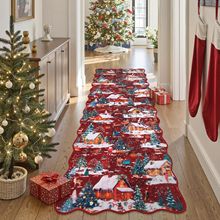 跨境聖誕節走廊水晶絨裝飾地毯耐臟防塵防滑地墊玄關吸水熱銷門墊