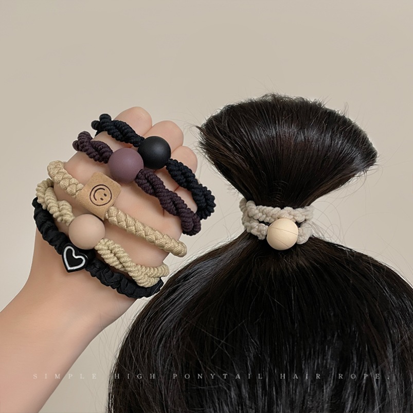 Otoño y invierno curry lindos osos anillo de cabello simple de alta calidad cuerda de cabello alta elástica no es fácil de romper no lastimar adornos de cabello de cabello