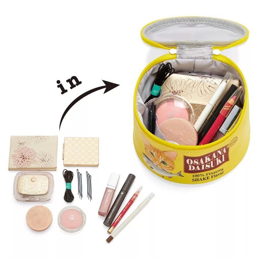 En stock chica Linda sardina enlatada forma de bolsa de almacenamiento cilindro