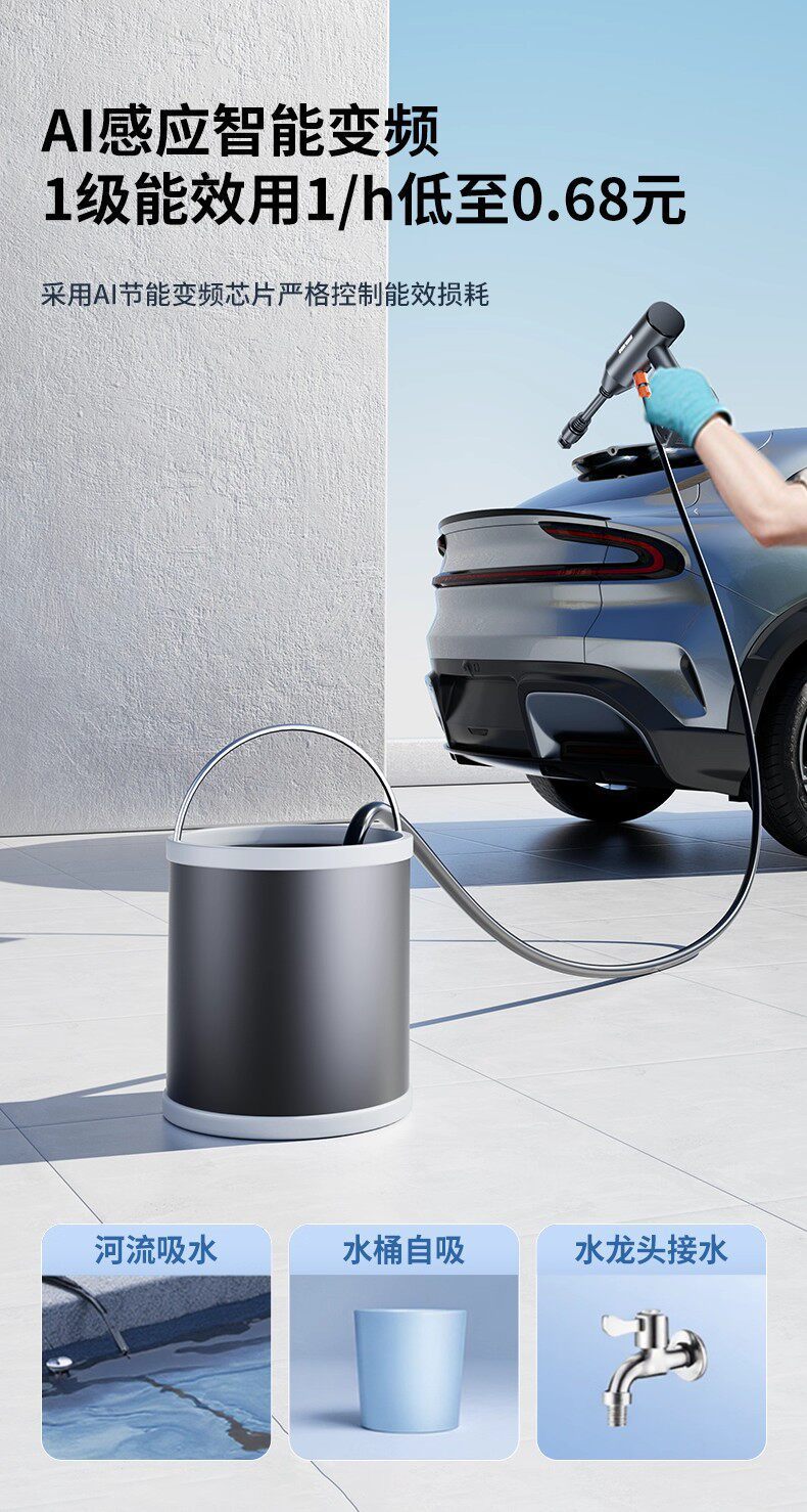 Wireless High-Pressure Car Wash Water Gun, Lithium Battery, High-Power Portable Car Wash Machine, Multi-Functional Household Car Wash Tool