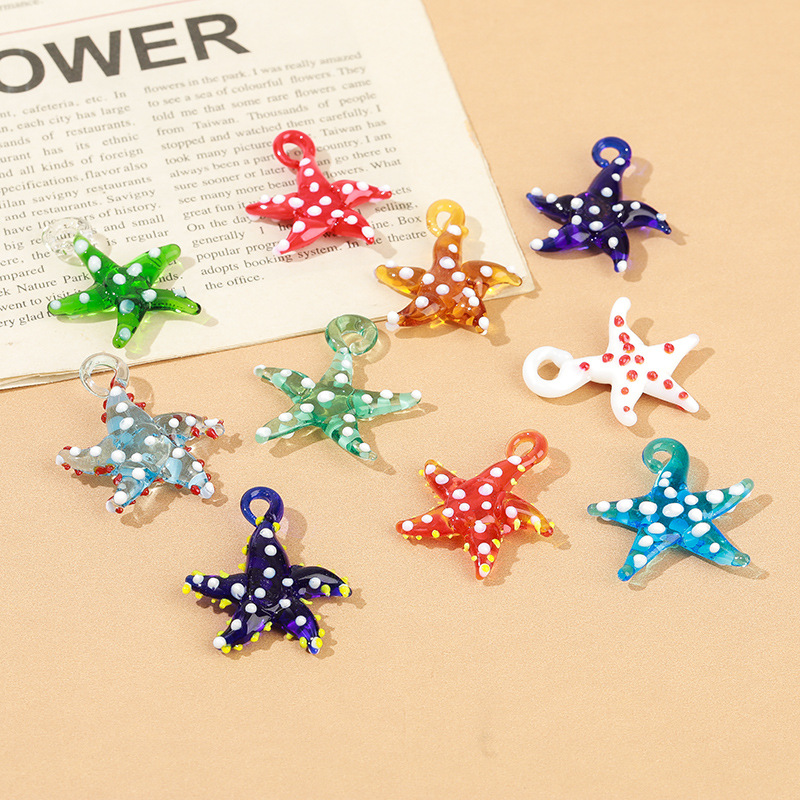 1 Piece Quantity 1 Piece Glass Starfish DIY Jewelry Accessories Pendant