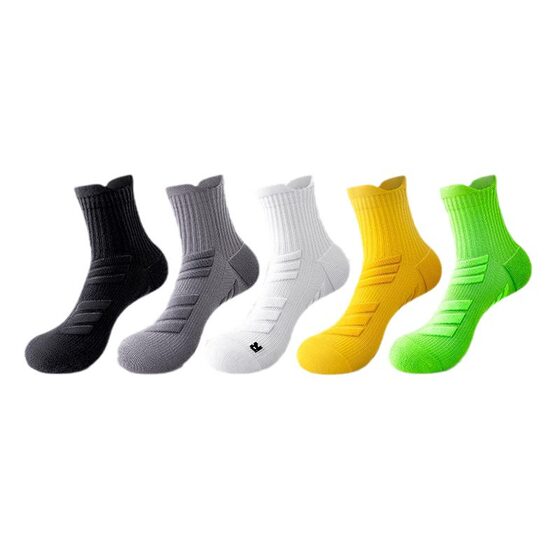 Sports Socks Men's Mid-calf Towel Bottom Sweat-absorbent Breathable Non-slip Men's Professional Running Basketball Socks Spring & Fall Zhuji