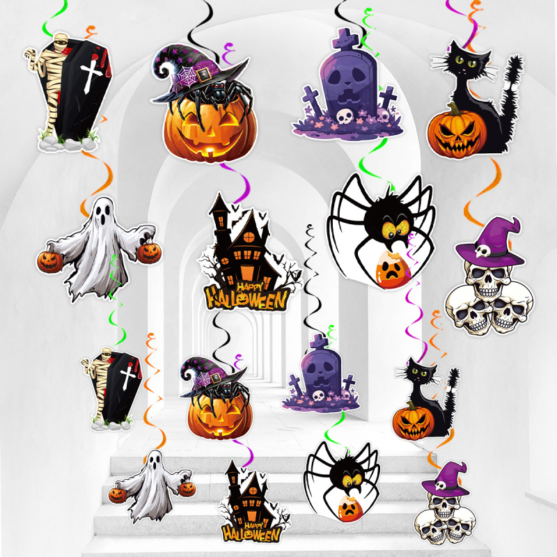 新しいハロウィンパーティースパイラルペンダントハロウィンゴーストフェスティバルスパイラルペンダントペンダントシーンレイアウト|undefined