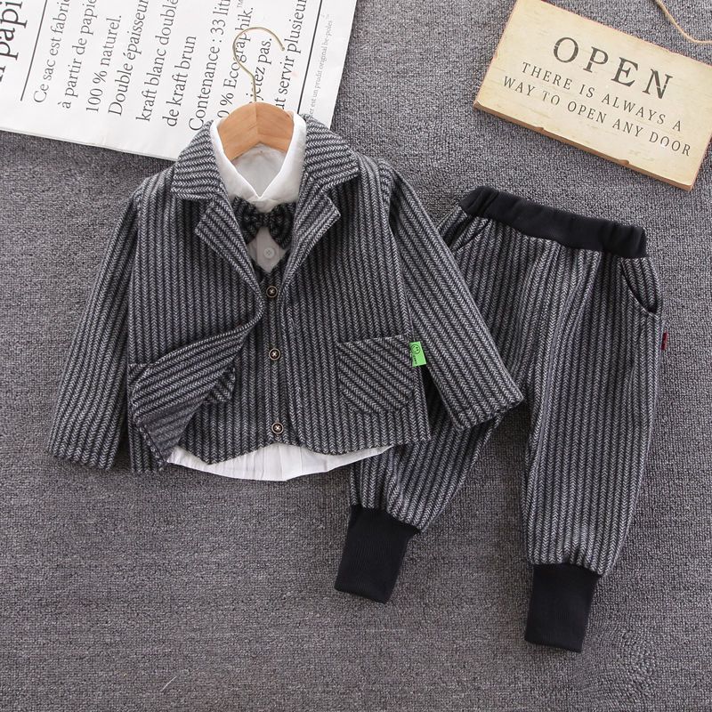 Abito da bambino in versione coreana primaverile e autunnale da bambino, gilet, set di tre pezzi_voghion.com