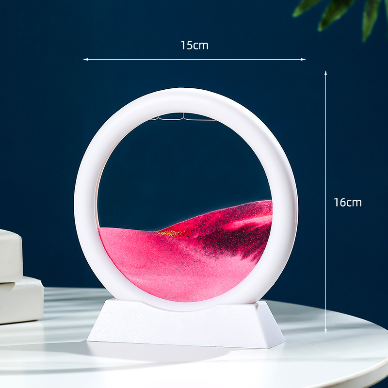 흰색 프레임 5inch 둥근 핑크 샌드