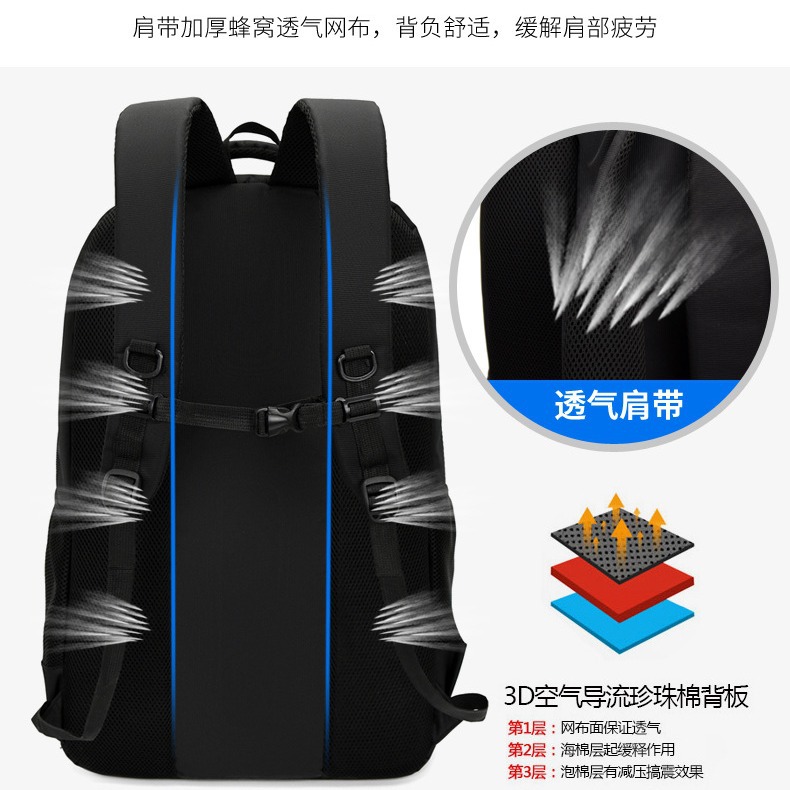 LOGO impresa mochila de hombro de gran capacidad hombre negro resistente al desgaste resistente al agua viaje de negocios mochila al por mayor