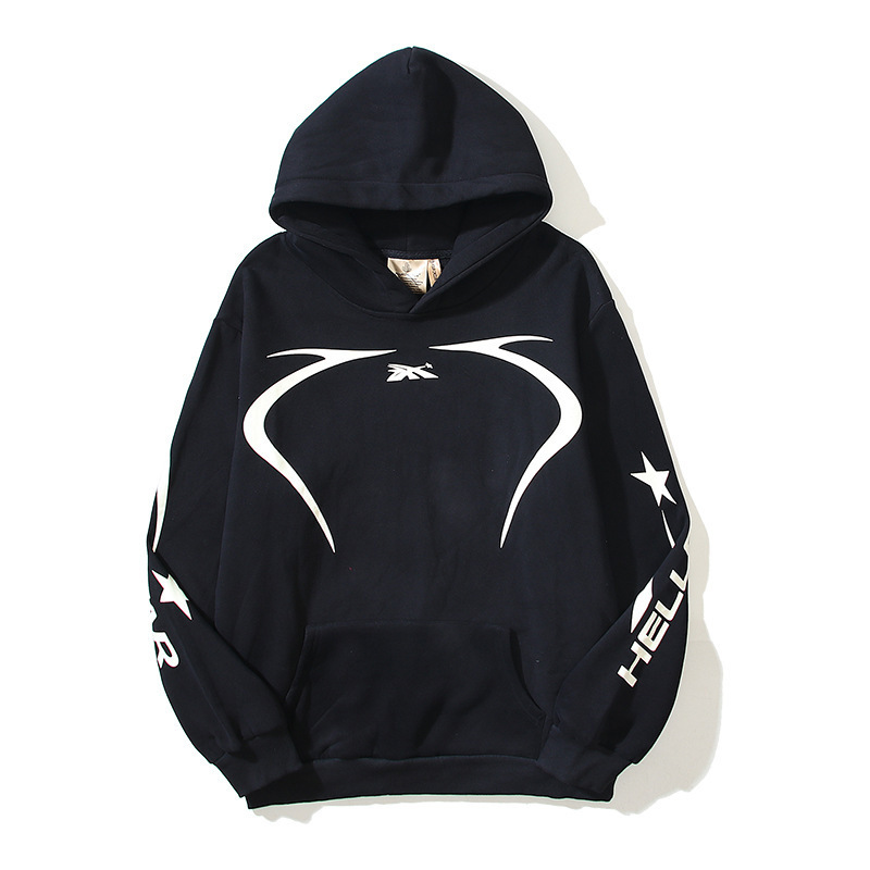 新款Hellstars Hoodies复古ins掉漆泥染美潮高街手绘涂鸦卫衣帽衫|undefined