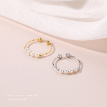 云小舒s925复古仿珍珠戒指女法饰个性轻奢小众指环纯银关节戒单戒