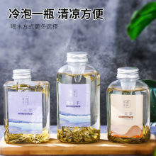 扁瓶带滤网冷泡茶瓶冷萃茶瓶PET饮料瓶一次性奶茶瓶外卖打包瓶