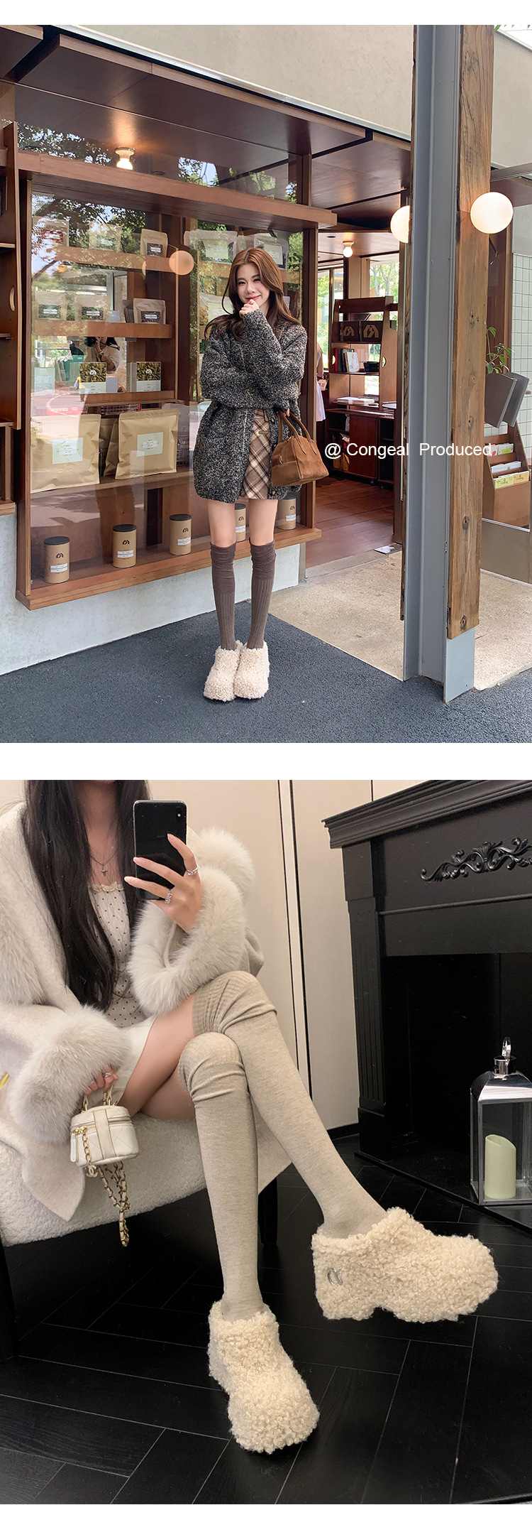 Dép bông Birkenstock đế trong siêu dày nữ, lót lông cừu ấm áp, mũi nhọn len cừu, form bao bọc — Lớp lót nhung đen, Lớp lót nhung màu nâu, Lớp lót đơn màu trắng nhạt, Màu đen một lớp chi tiết 11
