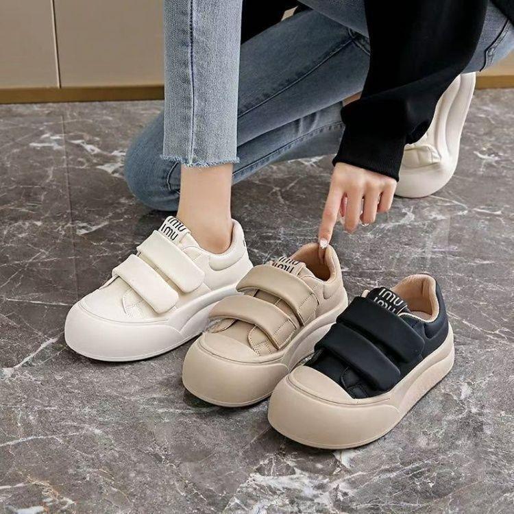 Velcro Versatile Fashionable Canvas Shoes High-Value Autumn Casual New Hollow Sneakers Sports Breathable White Shoes