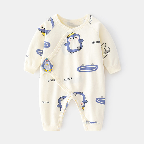 Newborn onesie baby boneless harem autumn and winter pure cotton newborn monk suit romper suit Velcro baby clothes