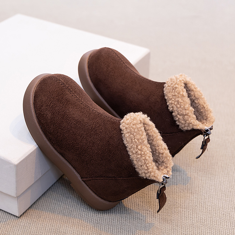 Botas de nieve para niñas con zapatos de algodón grueso de lana 2025 nuevos bebés de invierno de mujeres calentadas botas de algodón para niños botas cortas image 3