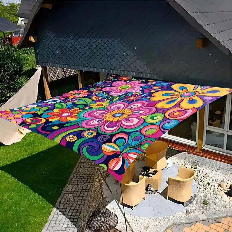 Cross-Border Jit Bohemian Mandala Floral Gradient Color Outdoor Sunshade Curtain Sunshade Cloth Canopy Factory Direct Sale