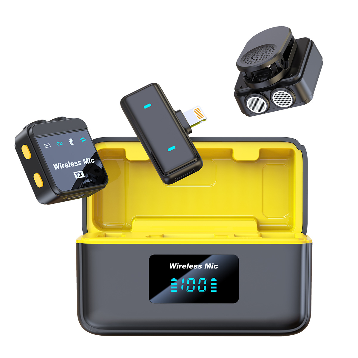 Q9 new wireless collar clip microphone dual microphone clear radio intelligent noise reduction distance long mini microphone sound card