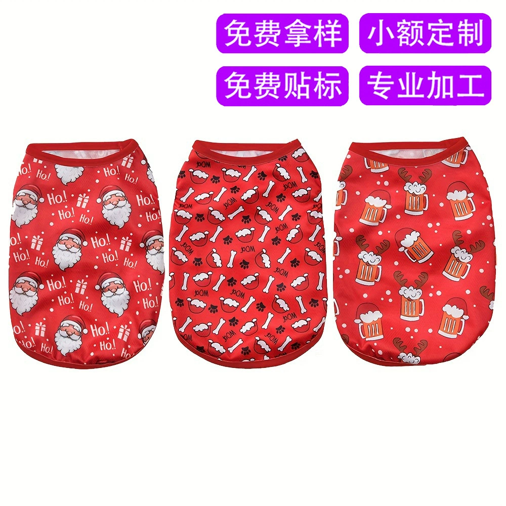 Новые европейские и американские рождественские украшения лосей с принтом Санта-Клауса тонкий дышащий жилет с принтом для собак