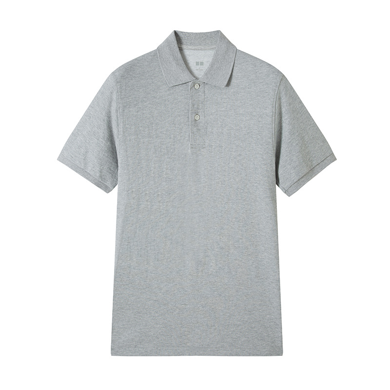 Cuello grande de gama alta dos botones suave cómodo transpirable solapa de color sólido Polo de manga corta de los hombres camiseta casual de negocios