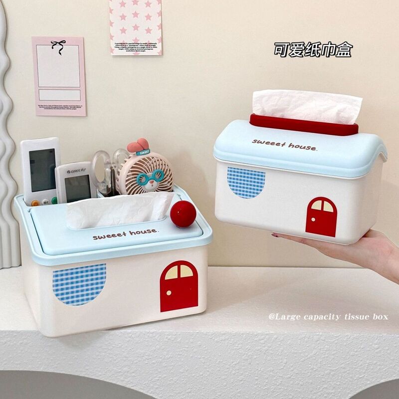 Small House-Shaped Tissue Box, Living Room Napkin Holder, High-End Desktop Coffee Table Organizer, Cute Tissue Box, Wall-Mountable