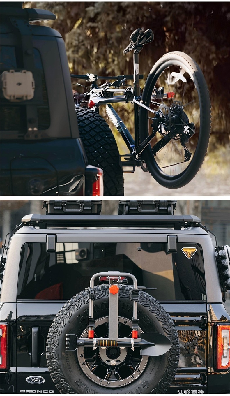 Folding car spare tire-style bicycle rack for Wrangler, Jietu, Tank, Liema, BJ40 vehicle-mounted rear bicycle rack