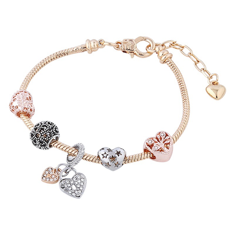 Europa y América creativa todo partido en forma de corazón Árbol de la vida hueco DIY Panjia pulsera personalidad de la moda femenina pulsera de temperamento al por mayor