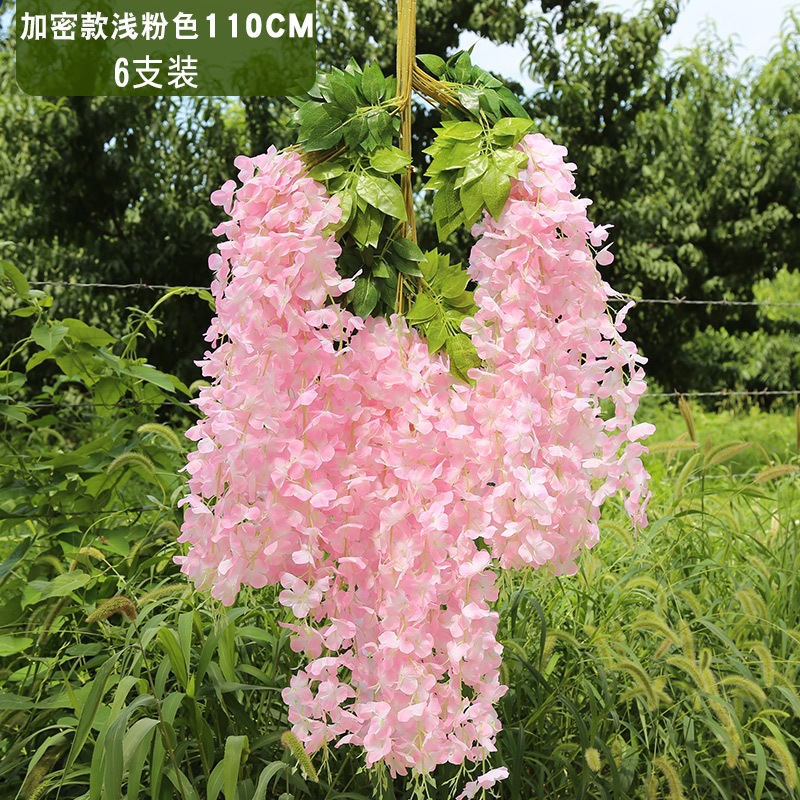 Flor de glicina de simulación al por mayor decoración flor colgante flor falsa ratán violeta techo de boda enredadera de plástico planta colgante