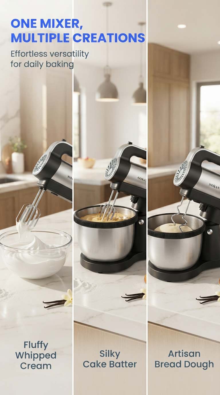 4L electric dough mixer 1000W, cream mixer and egg beater