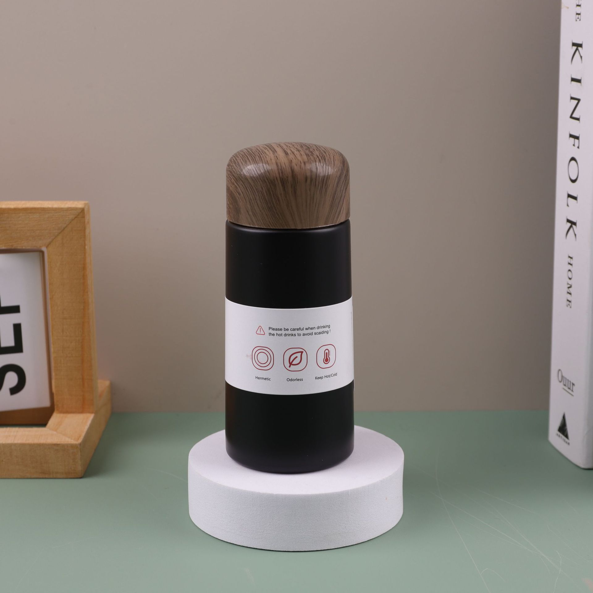 304 acero inoxidable mini taza de madera japonesa simple creativa taza de bolsillo portátil encantadora taza de regalo