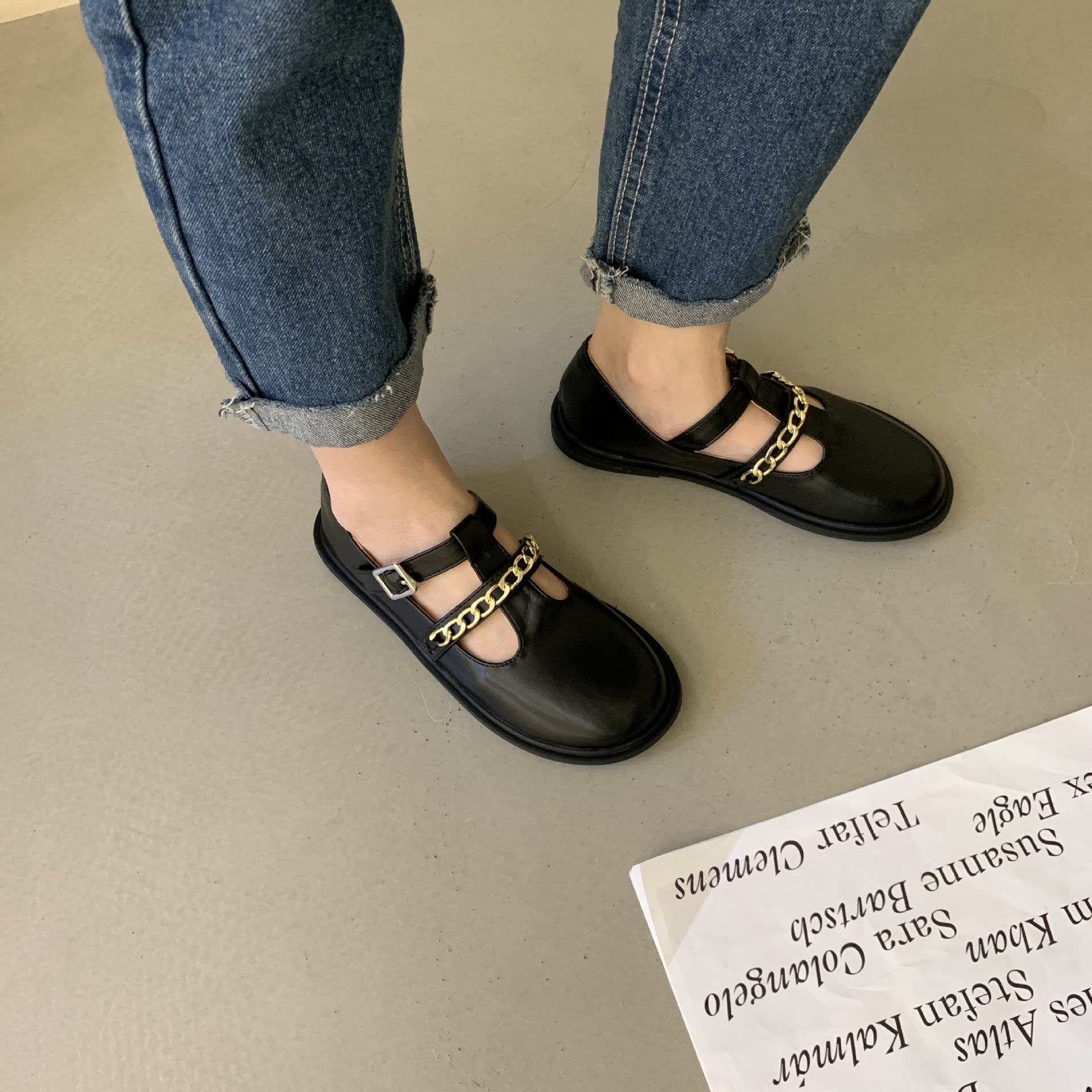 metal chain flat shoes wholesale clothing vendor Nihaostyles NSCA69719