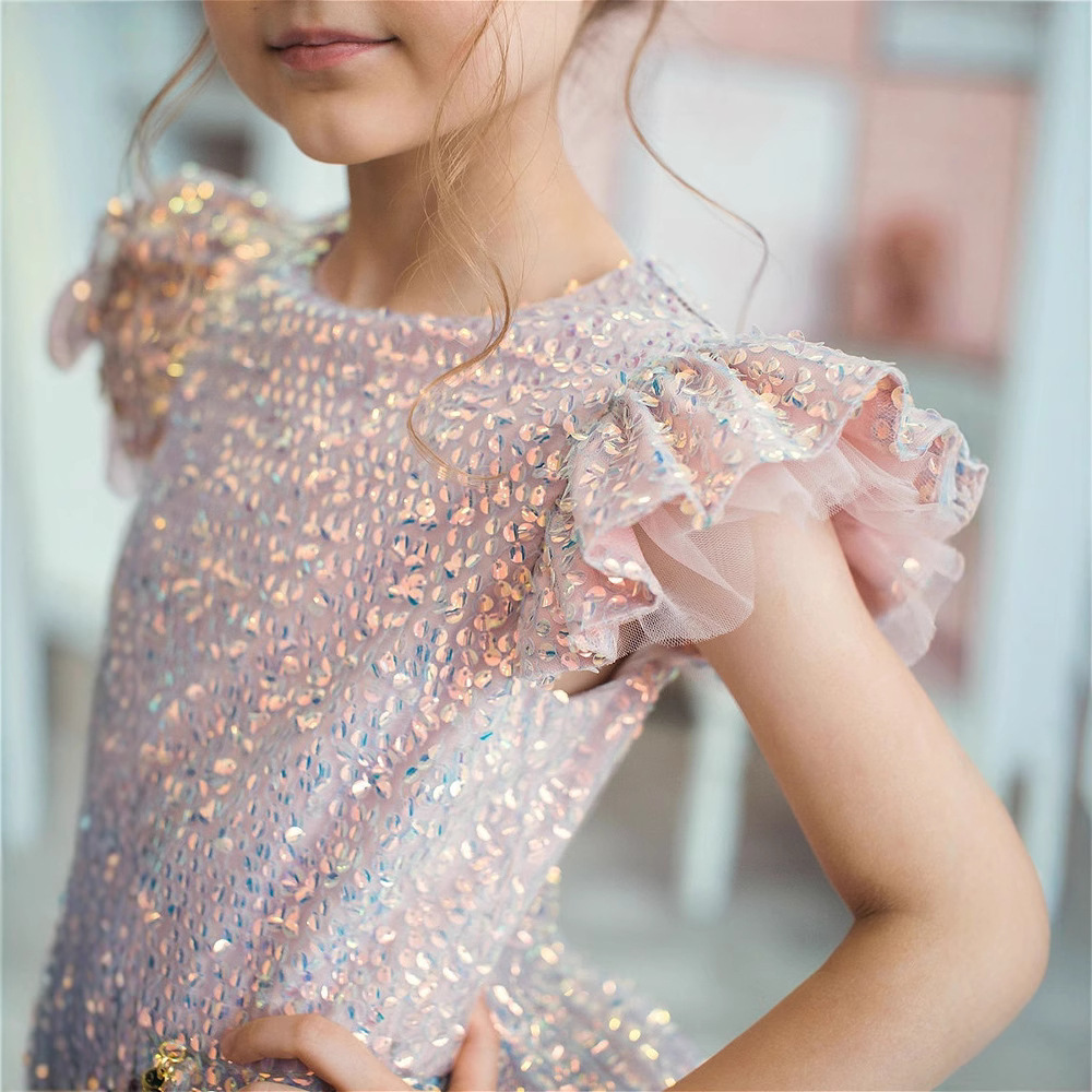 Abiti da cerimonia in stile principessa per bambine, taglie medie e grandi, abiti da festa per compleanni, in poliestere._voghion.com