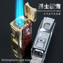 厂家批防风四直冲打火机火力强劲直喷4火蓝焰带开孔钻雪茄打火机