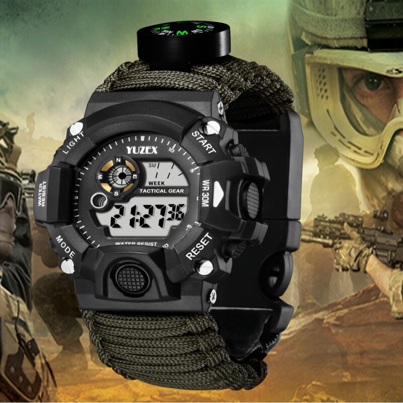 Paracord Waterproof Watch Multifunctional Outdoor Survival Paracord Bracelet Adjustable Outdoor Camping Adventure Bracelet
