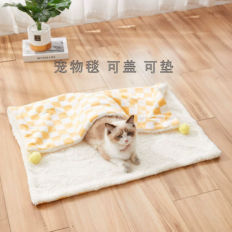 Зимнее одеяло для кошек Специальное одеяло для собак Зимний теплый фланелевый утолщенный Спальный Одеяло для домашних животных