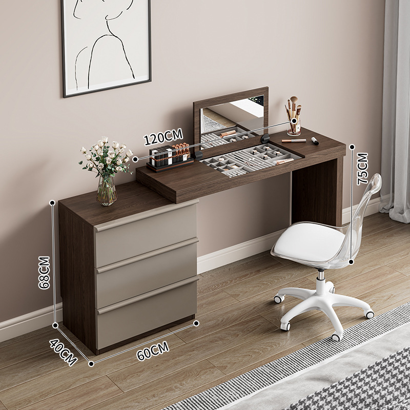 월넛 컬러 120 화장대 + 60 서랍장 + 회전의자