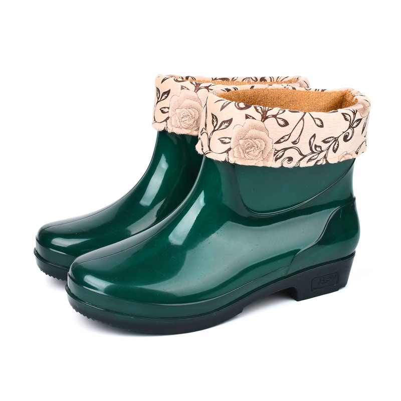 Zapatas de lluvia de mujer, botas de lluvia de cacho corto para adultos, zapatos de goma de cocina de barril bajo resistentes al desgaste, impermeables, antideslizantes, zapatos de agua calientes. image 9