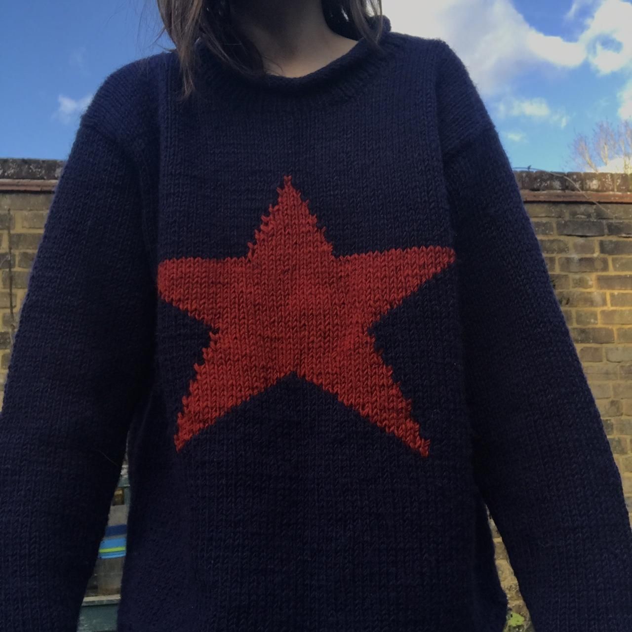 Estación independiente de Amazon Otoño e invierno europeo y americano suéter de color de contraste de estrella de cinco puntas femenino y2g cuello redondo suelto de punto superior femenino 806