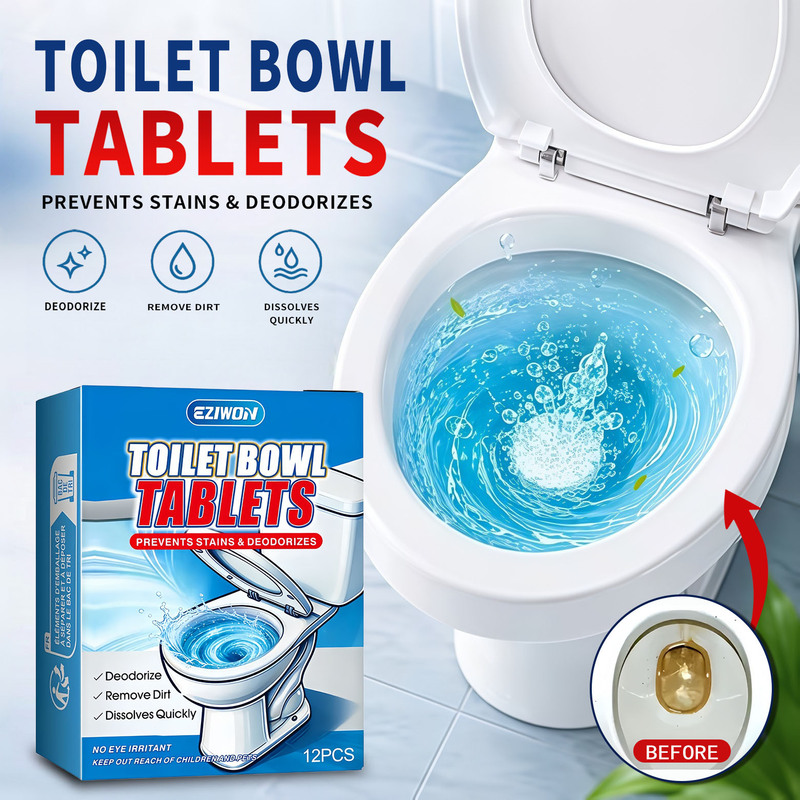 Cross-border exclusive toilet cleaner, deodorizing and descaling toilet cleaning agent, toilet cleaning effervescent tablets EZIWON foreign trade