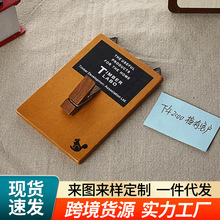 亚马逊复古木质创意照片夹可爱留言夹实木工艺品书房桌面书架摆件