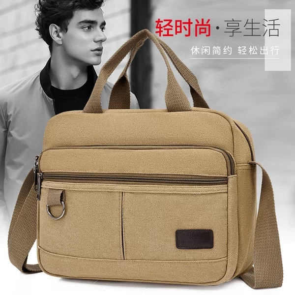 Men's Messenger Bag New Canvas Shoulder Bag Casual Sports Business Portable Cloth Bag Foreign Trade Hot Sale Large Capacity