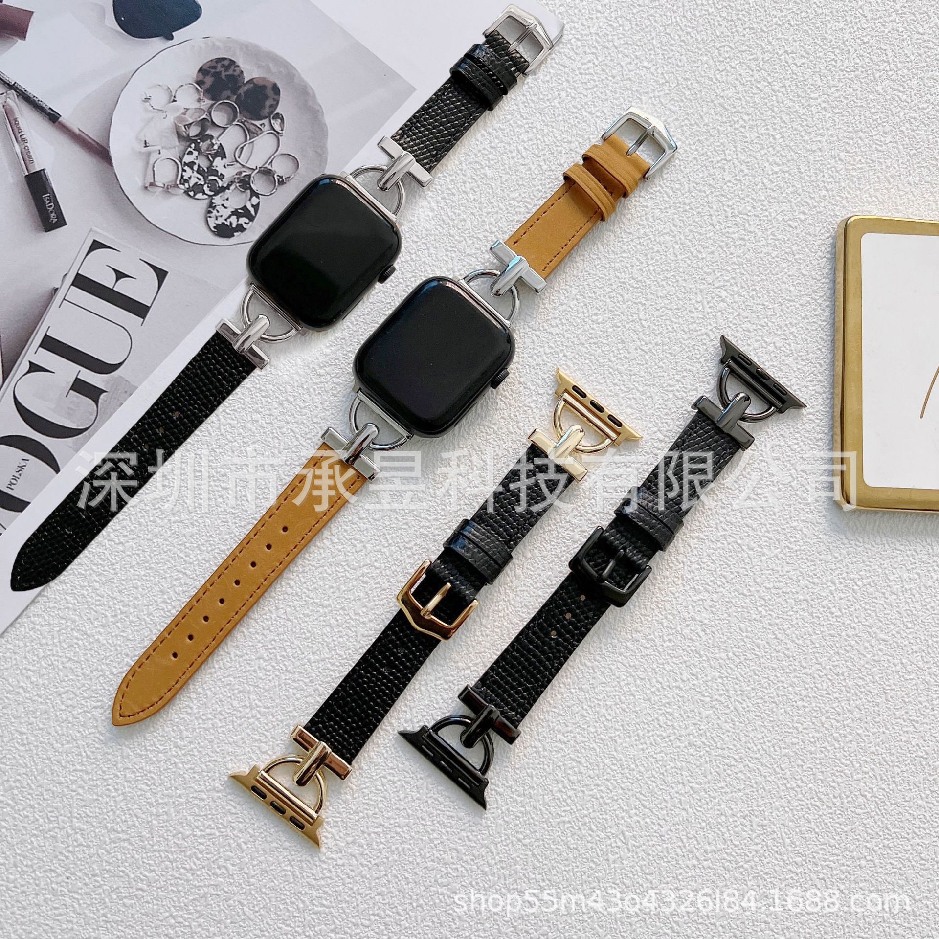 Adecuado para Apple D-palabra hebilla de metal lagarto patrón patchwork reloj Correa Apple watch8/SE/7/6/5/4/3