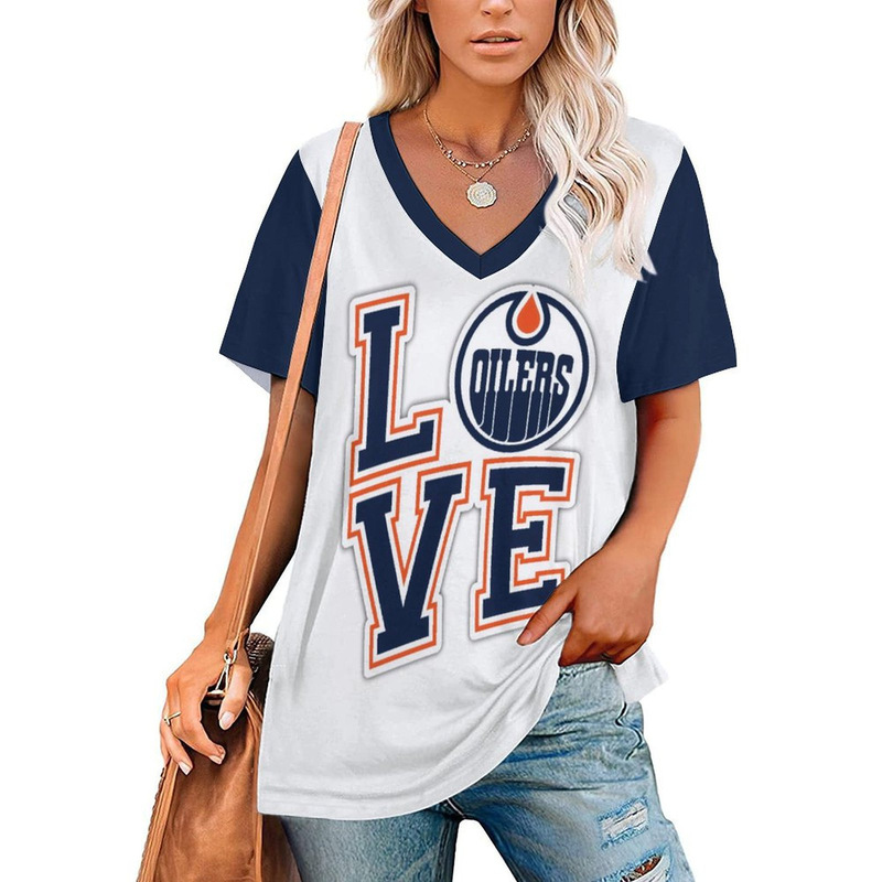 2025 Summer Loose Ladies V Neck 3D American Character Pattern Dazzling Color T-Shirt Nfl Team 32 Team Women T296