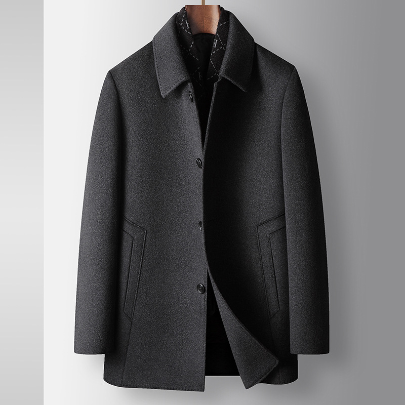 Men's Clothing autumn and winter executive lapel business detachable Silk cotton vest middle aged and young people double sided woolen coat_voghion.com