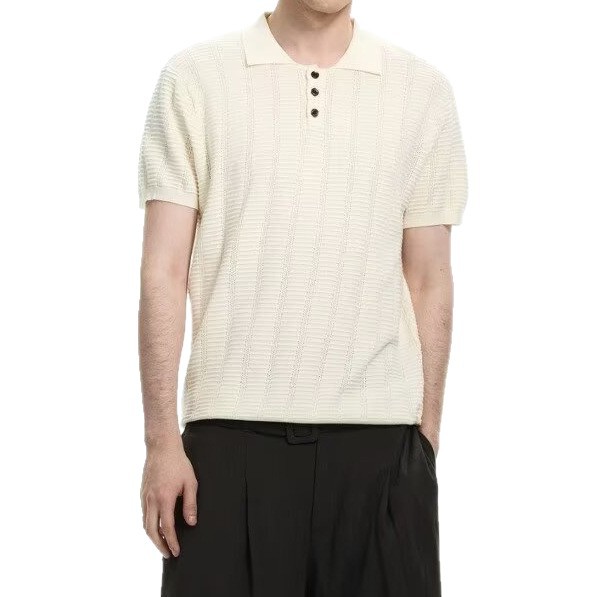 Polo camiseta de punto camiseta de manga corta camiseta de hombre solapa hueco textural viejo dinero viento hielo seda fábrica transfronteriza al por mayor