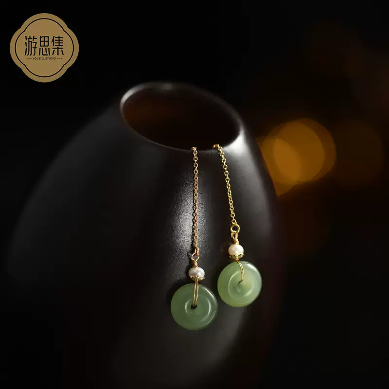 【平安扣包金耳线】平安扣包金耳线简约古典耳饰品推荐