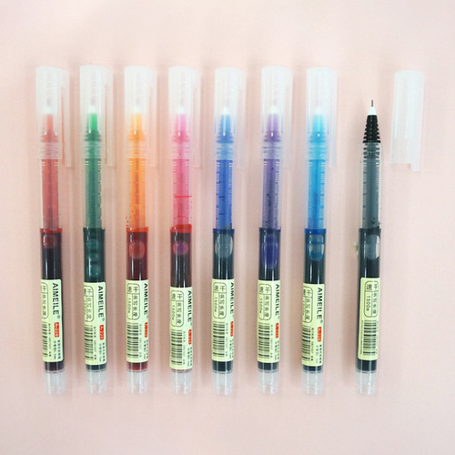 Large-capacity straight liquid ballpoint pen 0.5 needle tube gel pen water-based quick-drying signature pen student exam pen wholesale