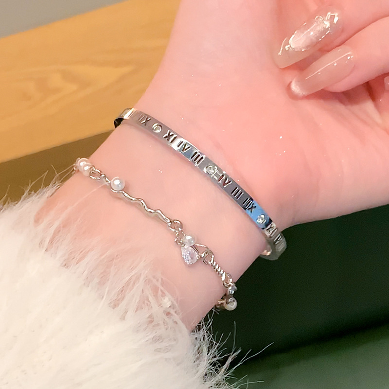 Diamond Pearl bracelet girls high-grade zircon hand beaded bracelet jewelry female niche bracelet wholesale water drop head